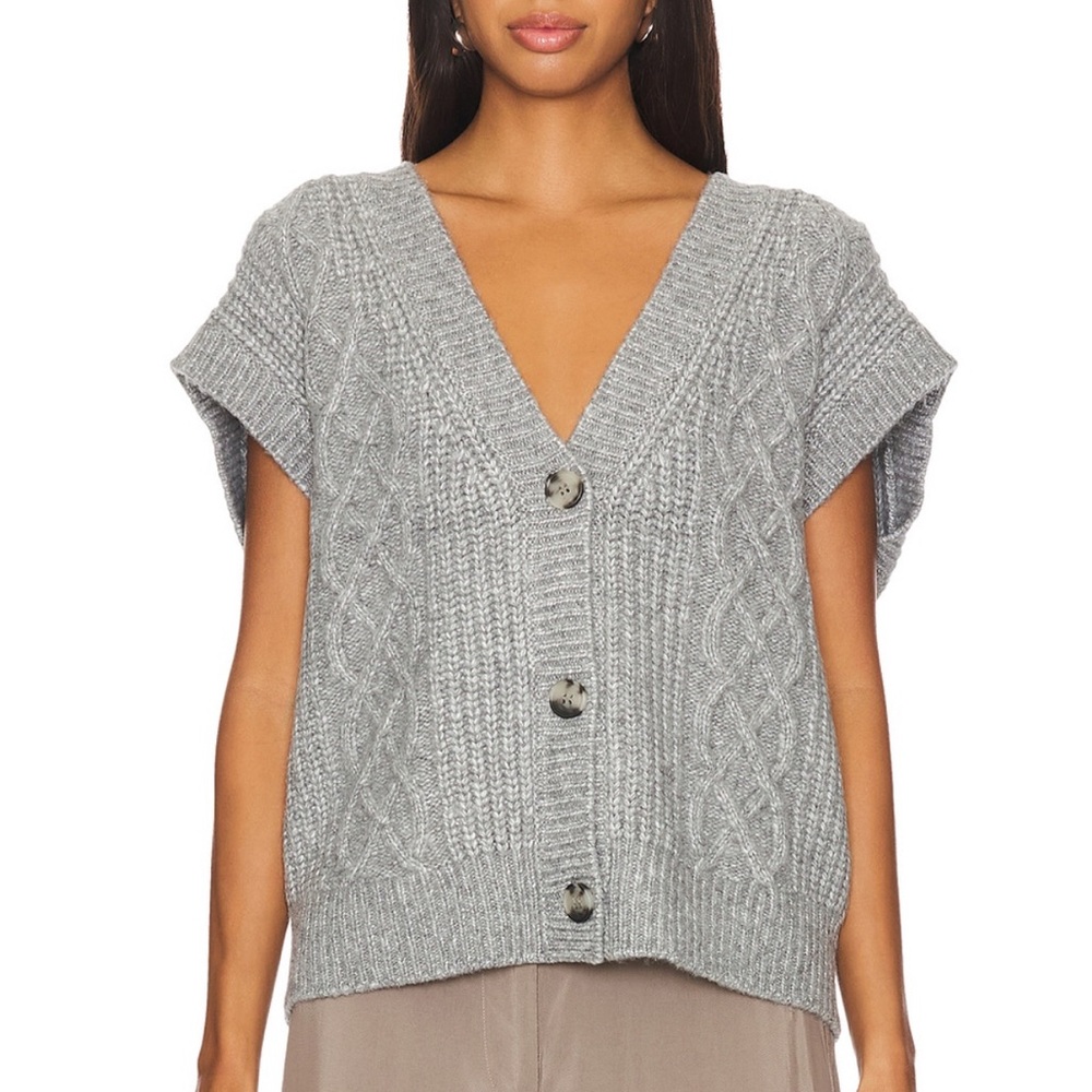 Gray Cable Knit Sweater Vest